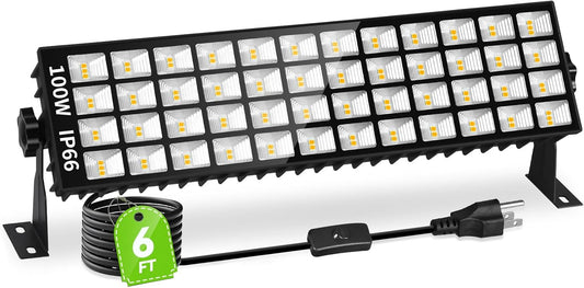 100W LED Shop Light, 11000LM 3000K Warm White Plug in Garage Light with 6FT Power Cord, IP66 Waterproof Work Bench Shop Lights for Garage, Workshop, Warehouse, Outdoor, Yard, Garden