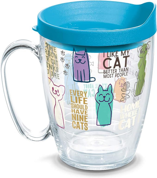 Tervis Cat Sayings Made in USA Double Walled Insulated Tumbler Travel Cup Keeps Drinks Cold & Hot, 16oz Mug, Classic