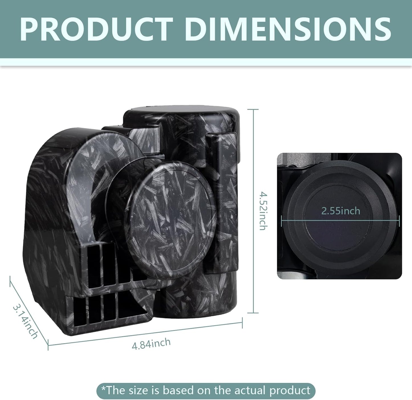 Loud Car Horn with Relay,150dB Train Horn for Motorcycle,12V Air Horns for Car,Black & Gray Personalized Pattern,Dark Style Motorcycle Waterproof Snail Horns