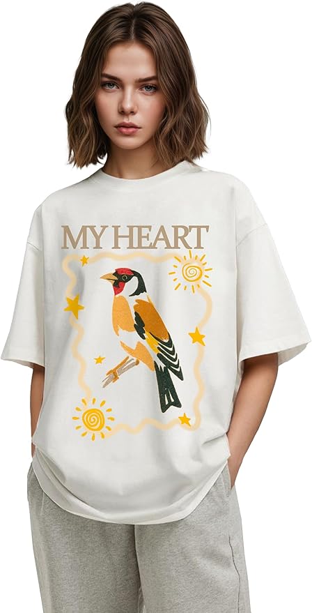 Y2k Graphic Print Tees Vintage Stamp Tee Coastal Clothes Oversized Aesthetic Tops Cute Tshirt