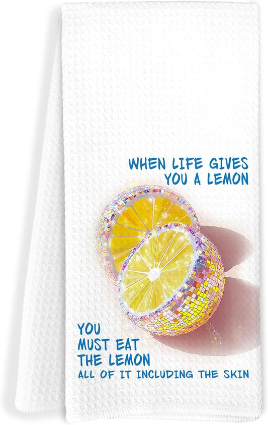 Trendy Lemon Kitchen Towels, Inspirational Lemon Hand Towels for Bathroom&Kitchen Bathroom Decor, 16x24 Inch