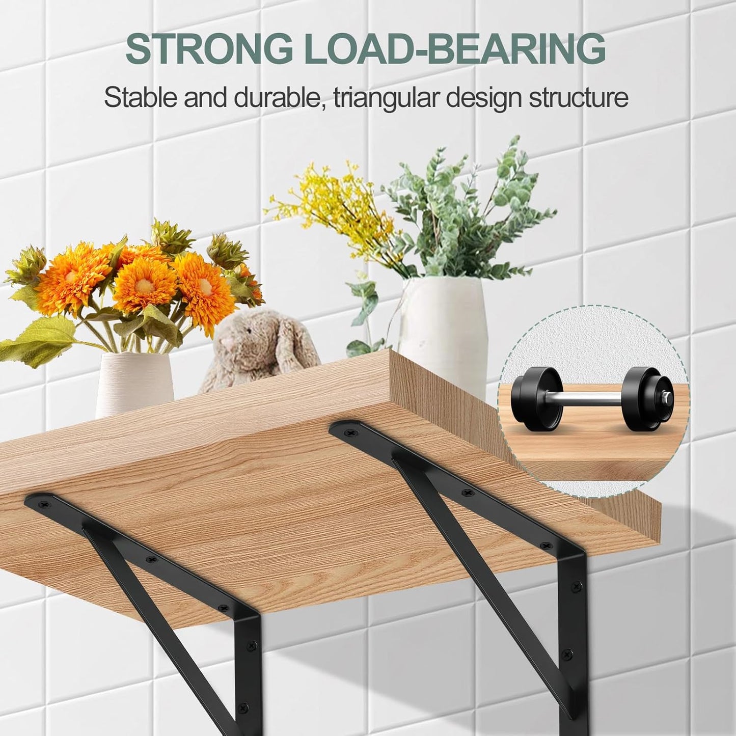 16 Pack L16 x H 10" Black Heavy Duty Shelf Brackets with Screws Metal Shelf Brackets Shelf Support Angle Brackets for Shelves L Brackets Heavy Duty Floating Shelf