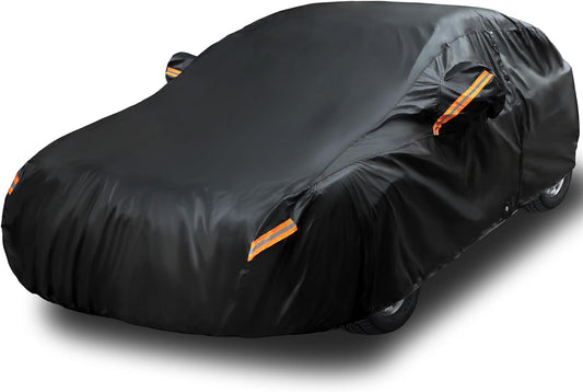 EzyShade 10-Layer Car Cover Waterproof All Weather. See Vehicle Size-Chart for Accurate Fit. Outdoor Full Exterior Covers for Automobiles Sedan Hatch. Rain Sun Snow. Black, Size A0 (See SizeChart)