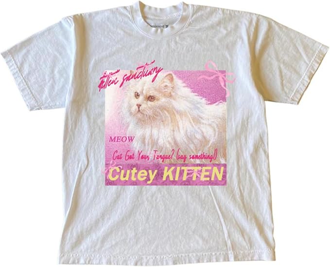 Y2k Graphic Print Tees Vintage Stamp Tee Coastal Clothes Oversized Aesthetic Tops Cute Tshirt
