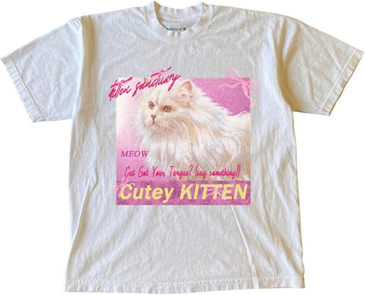 Y2k Graphic Print Tees Vintage Stamp Tee Coastal Clothes Oversized Aesthetic Tops Cute Tshirt