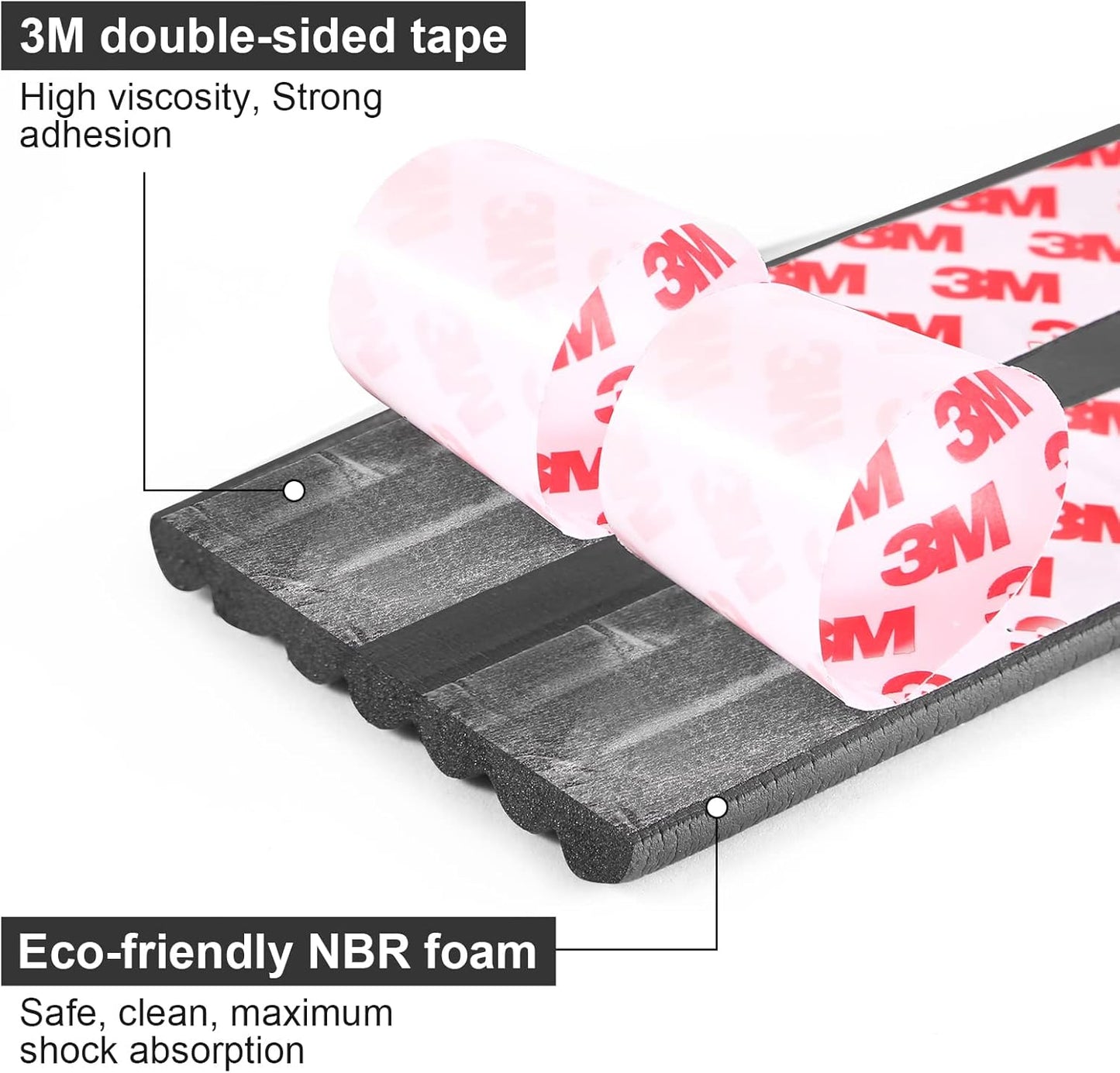 Baby Proofing Edge Corner Protector, 16.4 ft Edge Guards Padding with 3M Adhesive, Extra-Wide Soft NBR Rubber Foam Padding, Furniture,Sharp Edge Safety Corner Edge Bumper Guard-Black