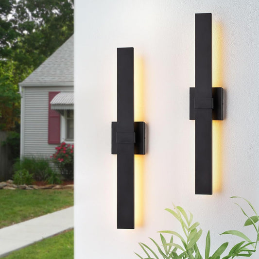 2-Pack Modern Outdoor Wall Light Exterior Black LED Patio Wall Light Fixture 27.2" Exterior Wall Sconce Outdoor Porch Lights for House