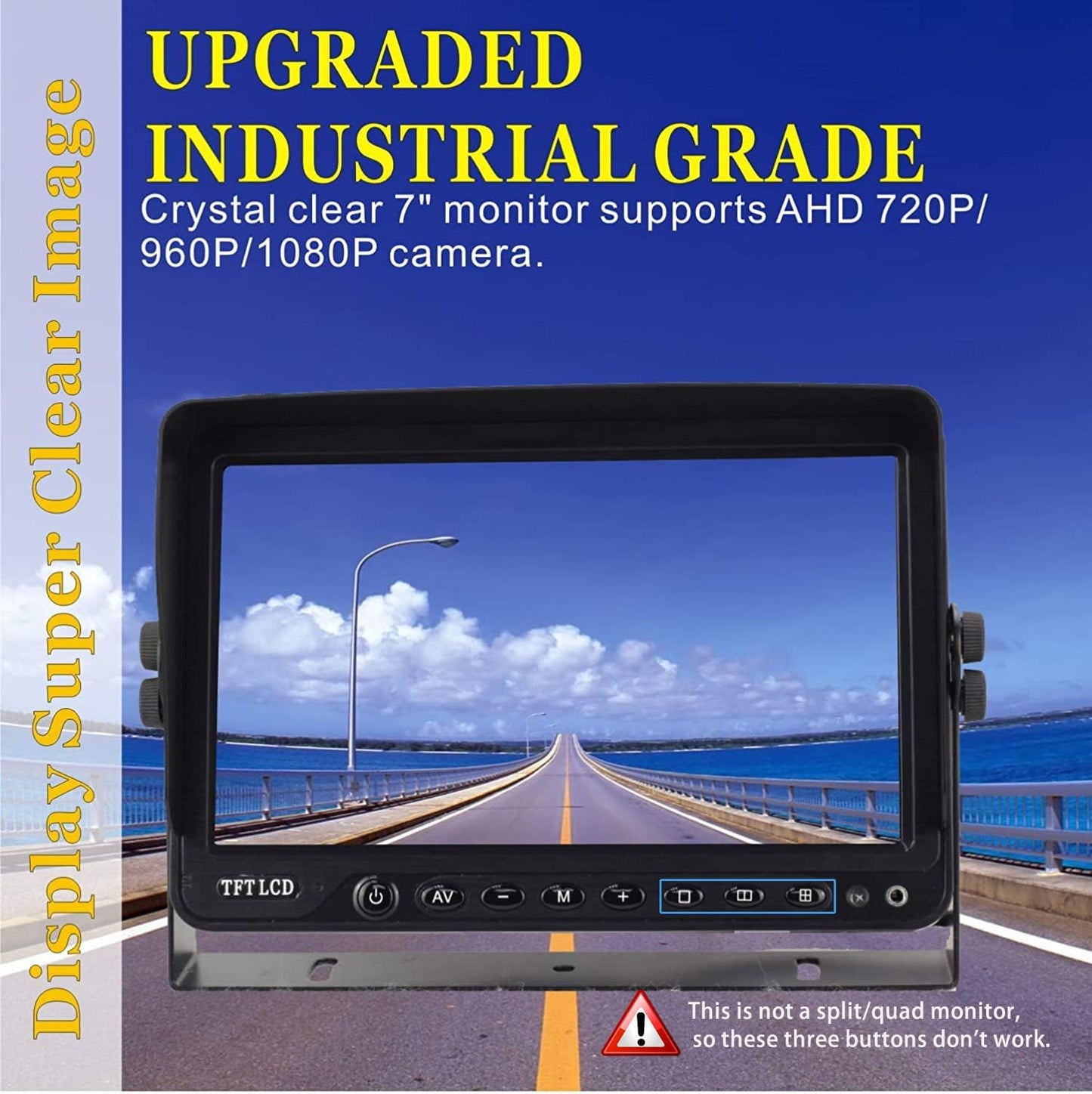 AHD 1080P 7" Reverse Rear View Backup Dual Camera System, Two Cameras with Night Vision Waterproof IP69K Vibration-Proof 10G for Truck/Trailer/RV/Bulldozer/Crop Sprayer/Agricultural Equipment