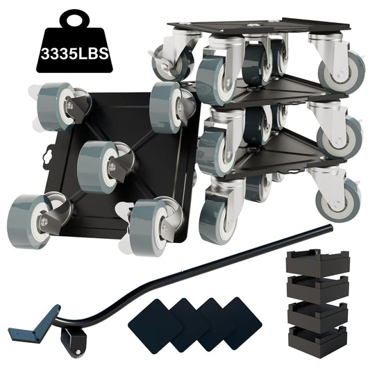 Furniture-Dolly-Furniture-Movers-with-5-Wheels, Furniture Sliders Large Size Carbon Steel Panel Lifter Tool for Moving Heavy Furniture, Furniture Dollies with 2 Brakes, Max Capacity 3335 Ibs