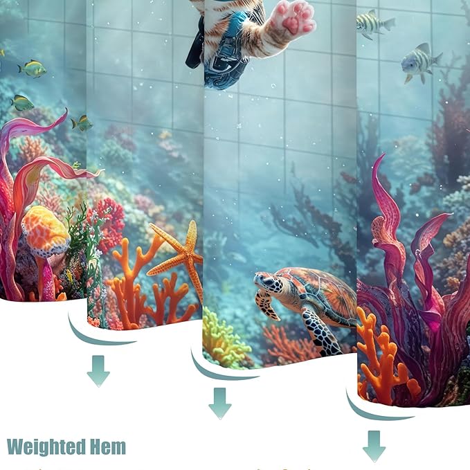 Yeoiat Dinosaur Shower Curtain Funny Shower Curtain Cat Ocean Shower Curtains for Bathroom Cute Shower Curtain Set with 12 Hooks Cat-01 72×72 Inches