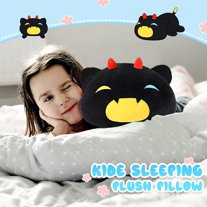 Black Cat Plush Pillow Cute Soft Pumpkin Cat Plush Toy Stuffed Animals Kitten Plushie Doll Great Gift for Kids and Adult Birthday Christmas Valentines, 20", Yellow