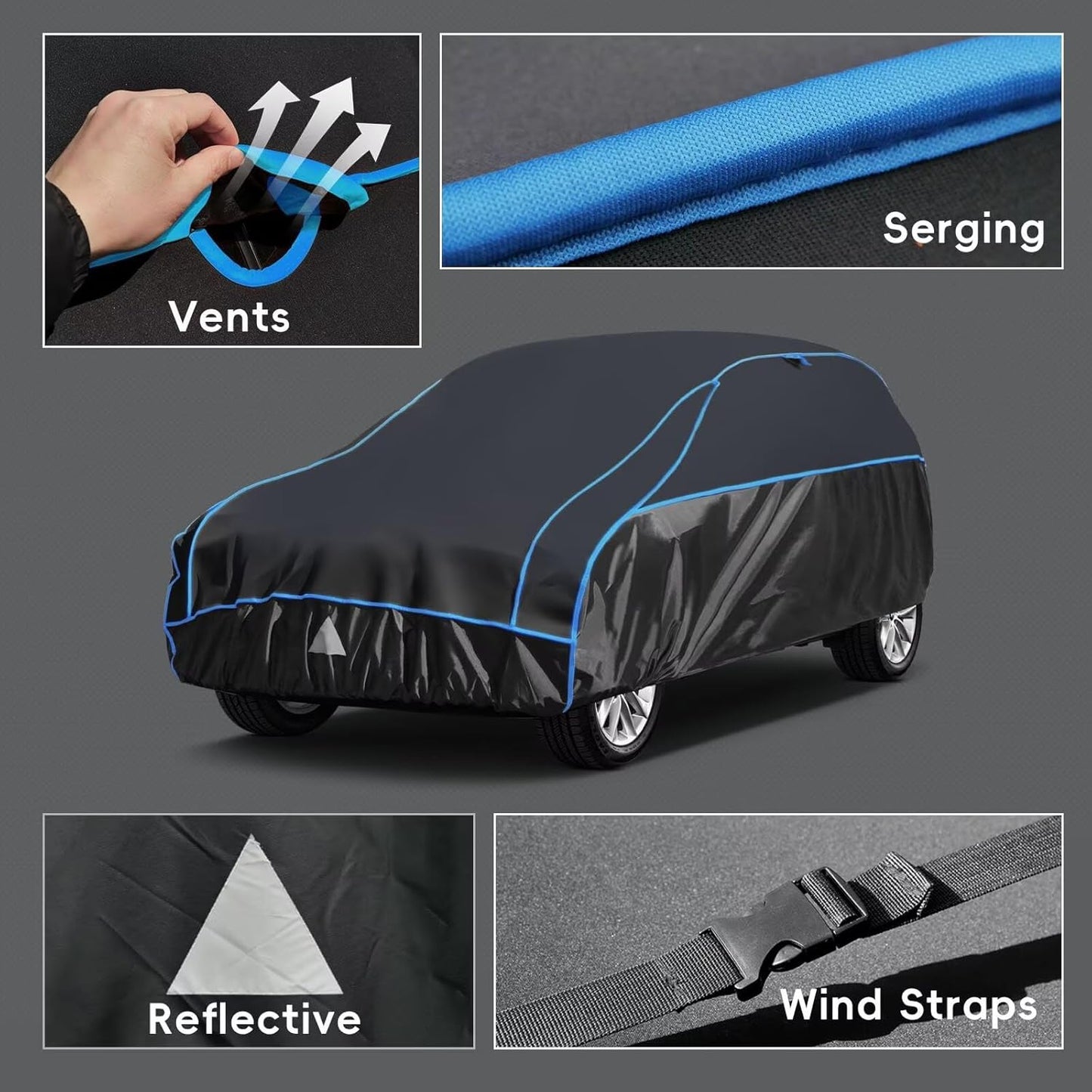 Hail Protector Car Cover for SUV, Anti Hail Car Covers Thick Multi-Layered EVA Outdoor, Hail Proof Car Cover All Weather, Hail Protection Padded Fit Large SUV Jeep (Length 202 to 211 inch)