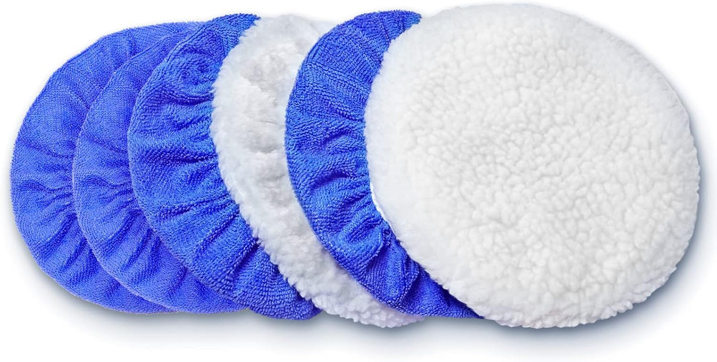 9 to 10 Inch Car Polisher Pad Bonnet, 15Pcs Car Polishing Bonnet Buffing Pads, 10*Microfiber+5*Woollen