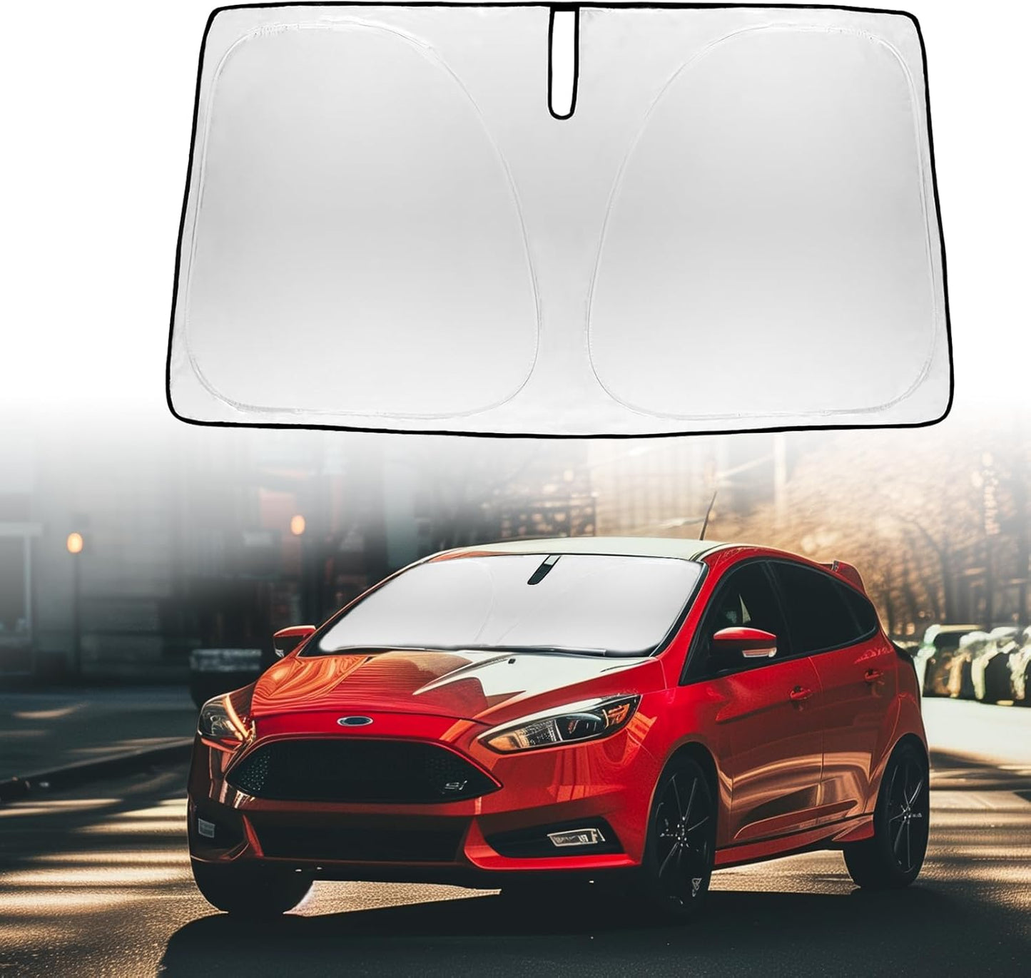 for Focus Windshield Sun Shade Sunshade for Ford Focus 2012-2018 Windshield Cover Fit 2020 2024 Focus S RS, ST, SE, SEL, Titanium, Electric Sedan Hatchback Accessories Sun Visor Protector Block UV Ray