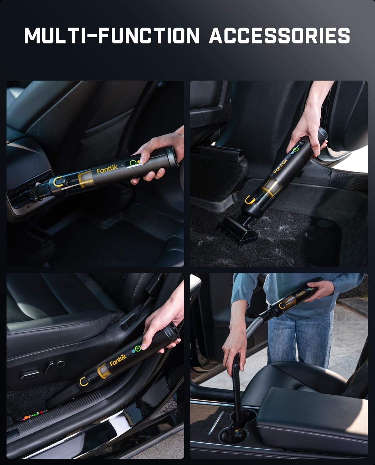 Fanttik Slim V10 Mate Cordless Car Vacuum, 4-in-1 Portable Mini Handheld Vacuum, 17000pa Suction Power, Upgraded Smart Display, 2 Suction Modes for Car, Office Desk, Keyboards