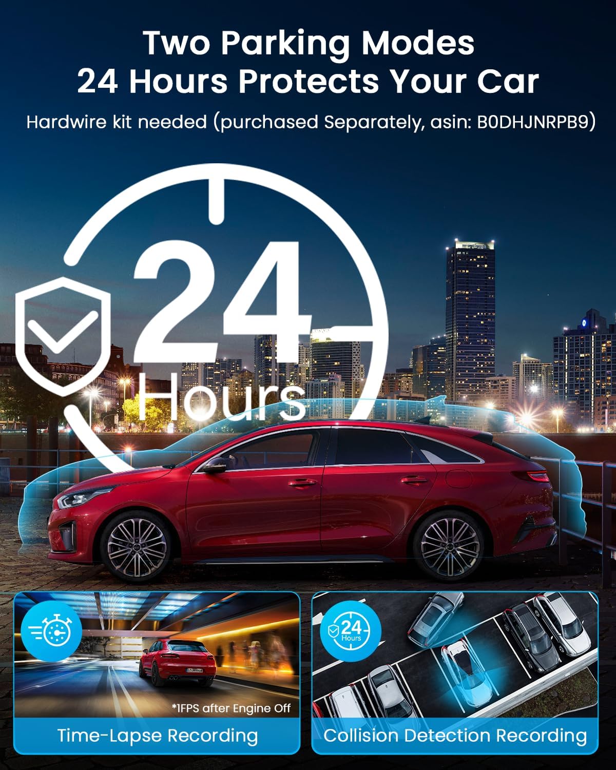 iiwey N7 3 Channel Dash Cam Front and Rear Inside 3K+1080P+1080P with 128GB SD Card, 5GHz WiFi, Rotatable Side Camera for Car, IR Night Vision, 24/7 Recording, G-Sensor, Parking Mode