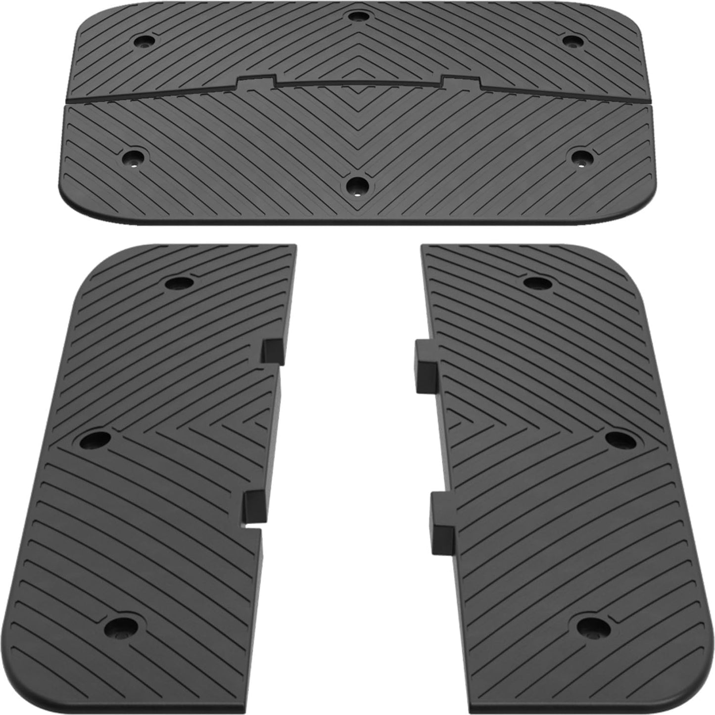 Heavy-Duty Rubber Speed Humps, 35" Width & Interlock Extension Length, Road Humps Bumps for Saftey Combinable, Garage Humps for Asphalt Concrete Gravel Driveway (Left and Right Ends)