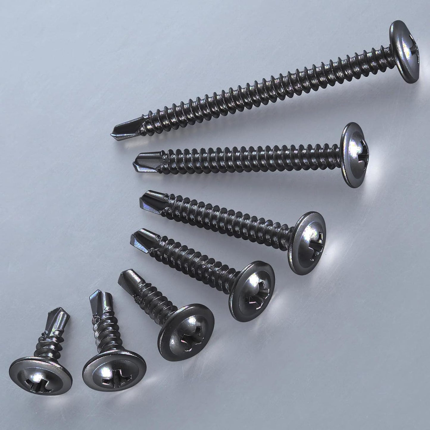 (350Pcs)#8×5/8” for Sheet Metal Self-Tapping Screws 410 Black Stainless Steel Truss Head High-Strength Quick Tapping