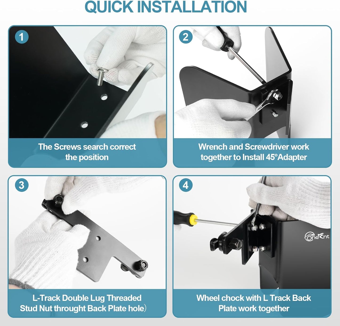 2 Pack L-Track Wheel Chock |L Track Motorcycle Wheel Chock for Dirt Bikes|L-Track Accessories for Enclosed Trailer L-Track Wall Mount Motorcycle Tire for Garages Trailers|L Track tie Down
