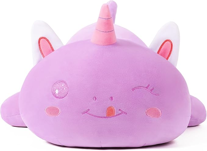 Unicorn Plush Pillow Cute and Soft Unicorn Cat Stuffed Animal Kawaii Plushie Toy Hugging Pillow Great Gift for Kids and Adult, 20",Purple
