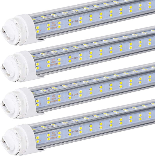20-Pack 8FT R17D LED Light Bulbs - 144W 18800LM, 6000K Cool White Clear,96" HO T8 T10 T12 LED Tube Light Replacement for Fluorescent, Double Sided Four Row 768pcs V Shape, Ballast Bypas