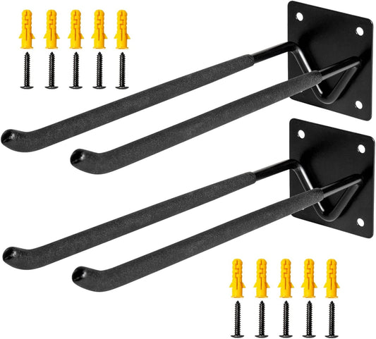 Garage Hook Hangers 2 Pcs, Shovel Holder Wall Mount, Rake Racks, Upgraded Ladder Hanger, Heavy Duty Folding Chair Rack, Garden Tool Hooks for Hanging Yard Tools, Ladders, Bikes and More