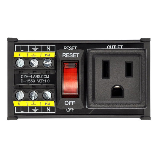 DIN Rail Mount AC 120V NEMA 5-15R Single Receptacle Outlet Power Strip Module, with Rocker Switch Thermal Circuit Breaker Overload Protector