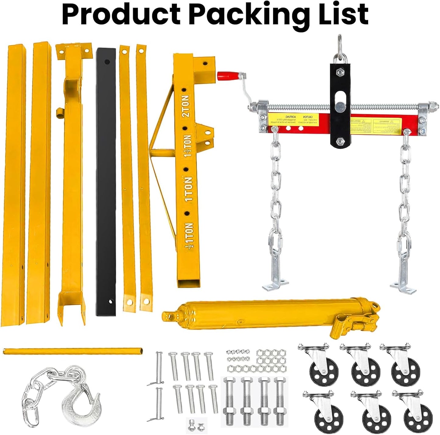 2.5 ton Engine Hoist Cherry Picker with 8 ton Hydraulic Pump -5500 lbs Heavy Duty Engine Crane 60.6x37x56.2,Foldable Design with 6 Swivel Wheels - for Mechanics, hobbyists and Home Users (Yellow)
