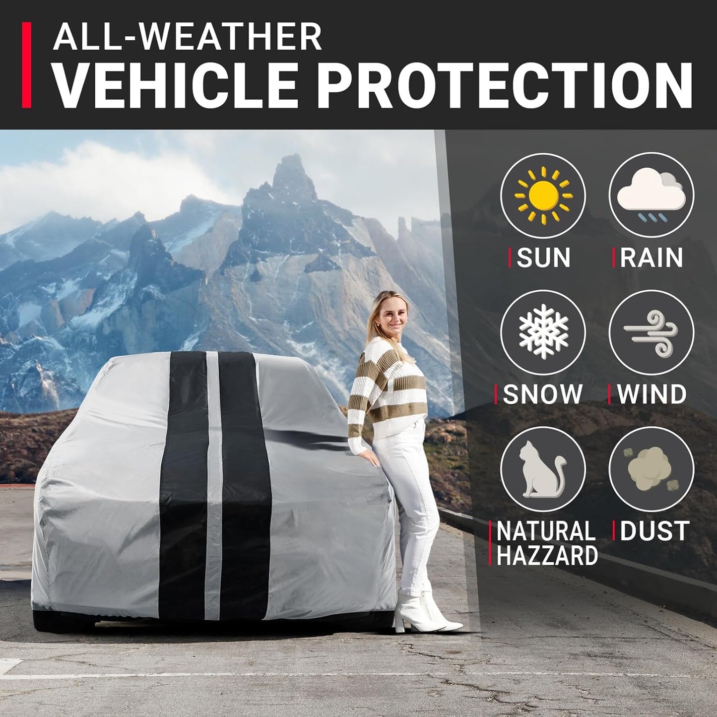 iCarCover Custom Car Cover for Chevy Styleline Special (1949-1952) Waterproof All Weather Rain Snow UV Sun Protector Full Exterior Indoor Outdoor Car Cover (Stripe - Gray/Black)