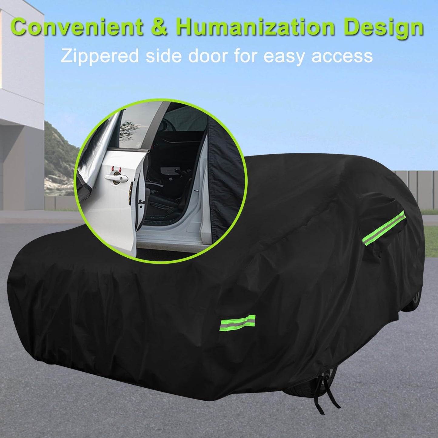 Car Cover Custom Fit for Toyota Camry, Waterproof All Weather Full Exterior Cover Rain Snow UV Protection Cover with Door Zipper