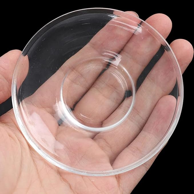 Ums Round Turkish Small Glass Plates Set, 4 Inch - 6 Pieces Round Glass Saucers Set for Coffee, Tea, Snack, Sauce and Appetizer