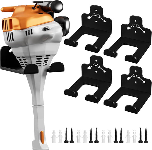 Garage Organization Storage Trimmer Rack, Garden Power Tool Hanger for Grass Trimmer, Hedge Trimmer, Garden Tools, Heavy Duty Weed Whackers Holder Wall Mounted Tool Organizer, 4 Packs
