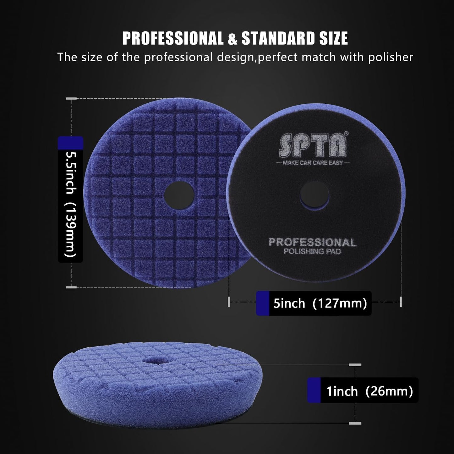 SPTA Buffing Polishing Pads Kits, with 3Pcs 5.5 Inch Polishing Pads,16oz Polishing Pad Cleaner, 2 Microfiber Towel and 1 Pad Cleaning Brush, All for Car Buffer Polisher, Polishing and Buffing