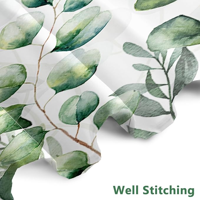 AWERT Small Half Size Stall Shower Curtain with 6 Hooks Shower Stall Curtain 36 x 72 Plant Sage Green Leaves 36 inch Shower Curtain for Bathroom/RV and Camper (Green Leaves)