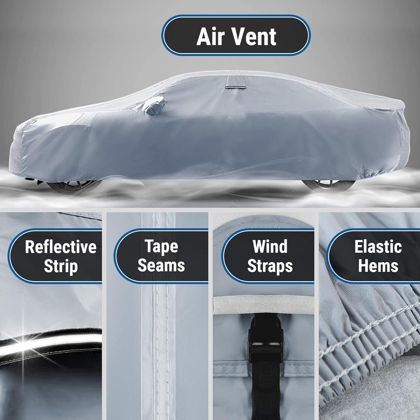 iCarCover Custom Car Cover for Buick Lacrosse (2005-2019) Waterproof All-Weather Rain Snow UV Sun Protector Full Exterior Indoor Outdoor Car Cover (Stripe - Gray/Black)