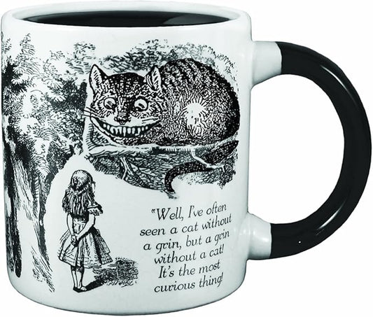 The Unemployed Philosophers Guild Heat Transforming Disappearing Cheshire Cat Mug - Hot Coffee Leaves Behind Only the Grin, Comes in Gift Box, 12oz