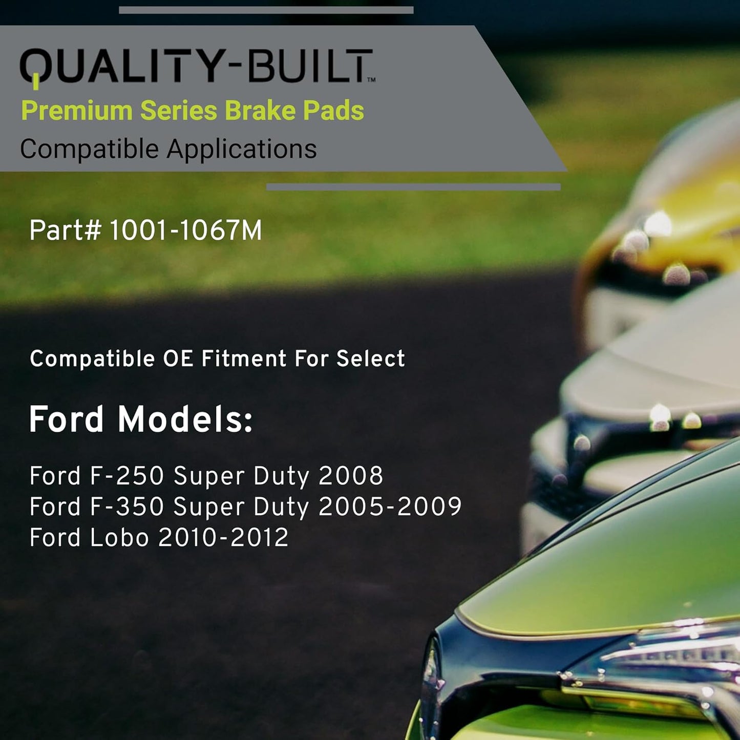 Premium Semi-Metallic Rear Brake Pads (1001-1067M) Compatible with Ford F-250 Super Duty 2008-2008, Ford F-350 Super Duty 2005-2009, Ford Lobo 2010-2012