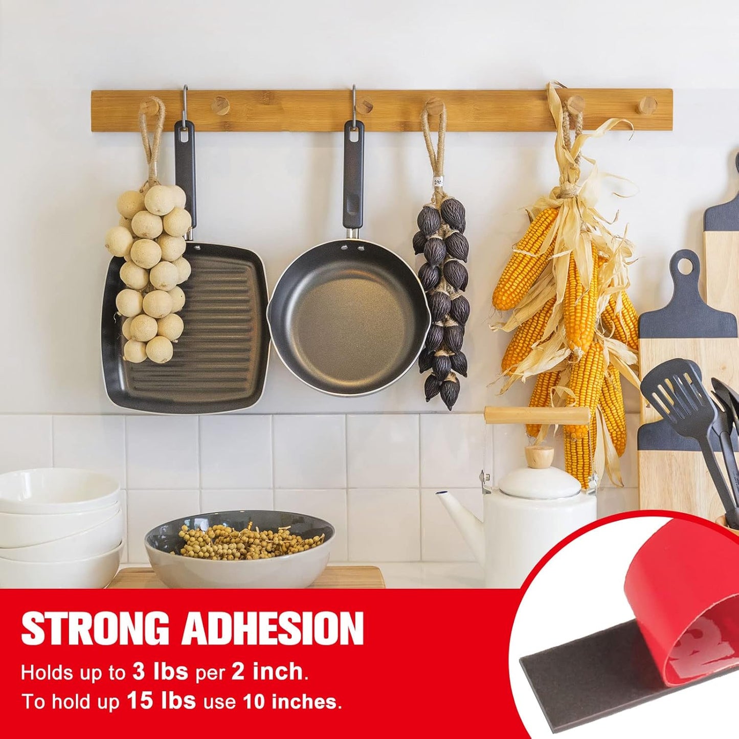 Double Sided Tape Heavy Duty, Waterproof Mounting Foam Tape, 33ft Length, 0.4in Width, Strong Adhesive Tape for LED Strip Lights, Automotive, Home, Office Decor, Outdoor, Made of 3M VHB Tape