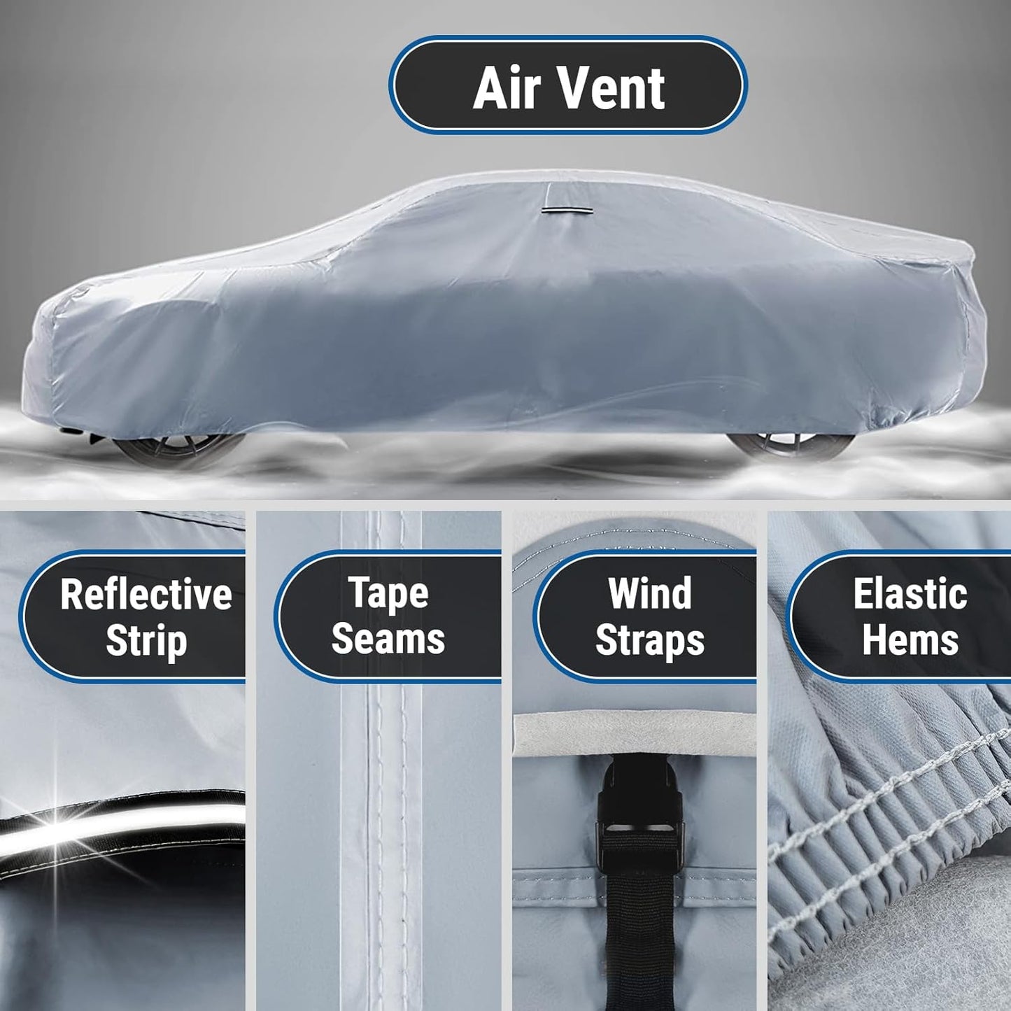 iCarCover Custom Car Cover for Buick Century Sedan, Coupe (1973-1977) Waterproof All-Weather Rain Snow UV Sun Protector Full Exterior Indoor Outdoor Car Cover (Stripe - Gray/Black)