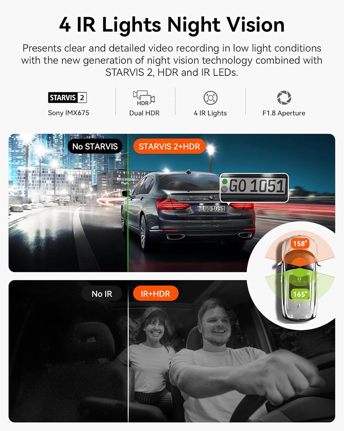 Vantrue N2X 2.7K Uber Dash Cam Front and Inside, 5G WiFi Dual Dash Camera for Car with HDR IR Night Vision, STARVIS 2, GPS, 2.5K/60FPS, LTE Support, 24/7 Parking Mode, Voice Control, Support 512GB Max