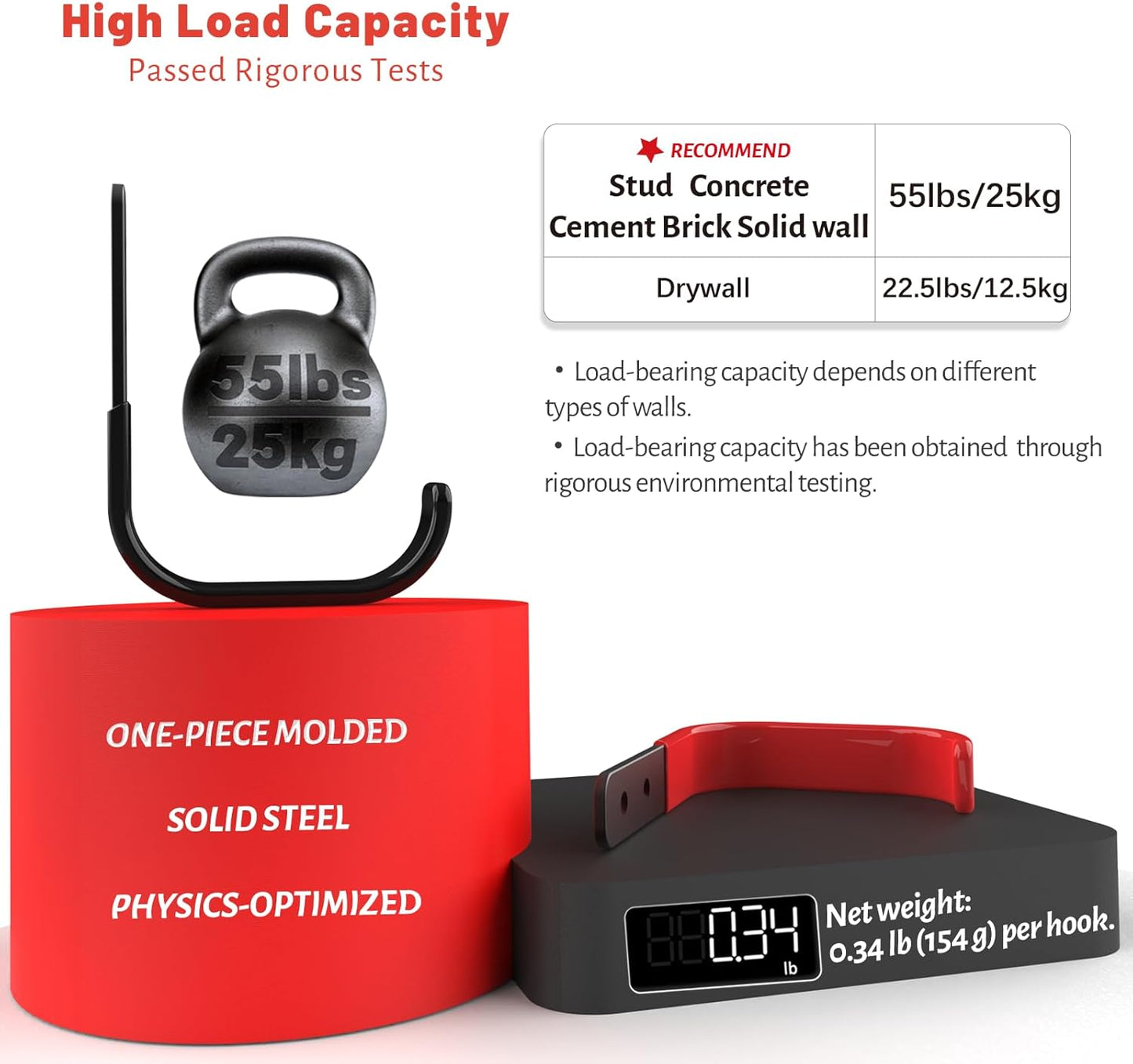 Garage Hooks 4 Inch, 6 Pack Heavy Duty Wall Hooks for Hanging, Ladder Hangers for Garage Wall Mount, Steel J Utility Garden Hose Holder Tool Organizers and Storage(55lbs)