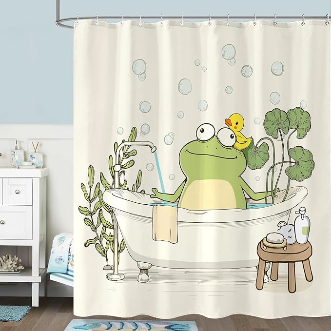 Yeoiat Frog Shower Curtain Funny Shower Curtain Funny Decorative Shower Curtains for Bathroom Cute Shower Curtain Set with 12 Hooks Frog01 72×72 Inches