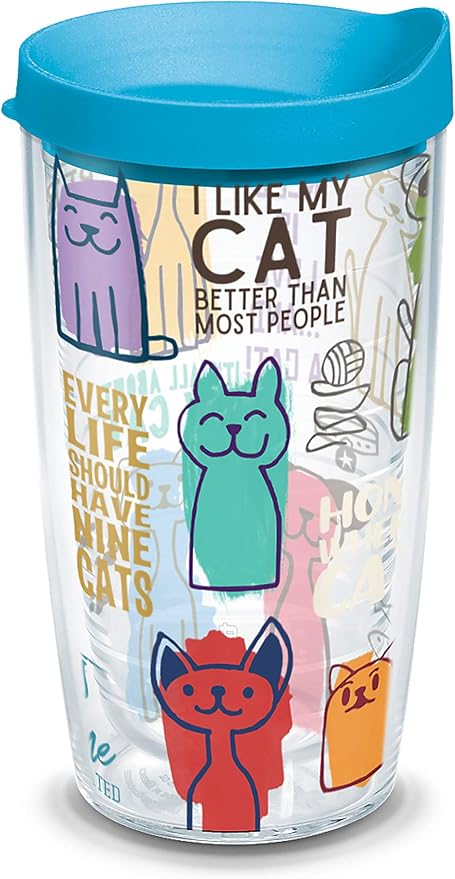 Tervis Cat Sayings Made in USA Double Walled Insulated Tumbler Travel Cup Keeps Drinks Cold & Hot, 16oz, Classic