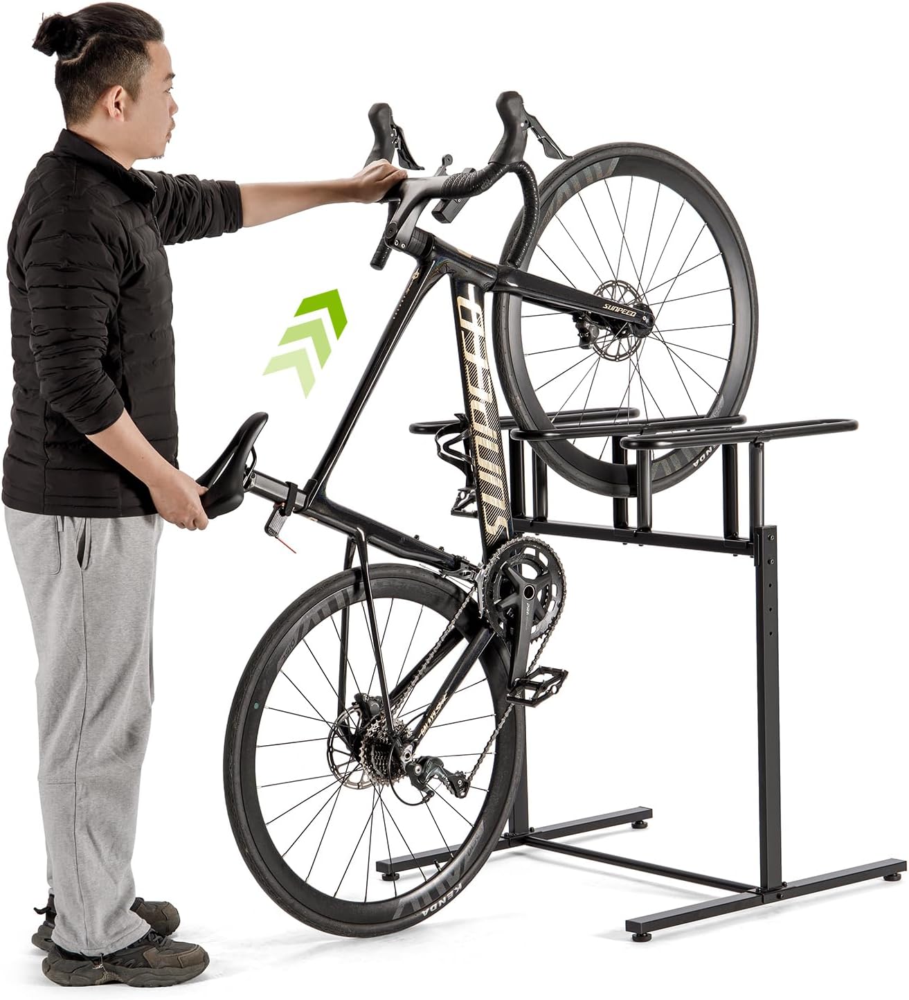 CXWXC 3/5 Bikes Stand Rack - Bike Storage Parking Racks Indoor/Outdoor - Bicycle Stand Garage for Parking Mountain Road Hybrid Bike, Fits Wheels up to 2.4" (For 3 Bikes)