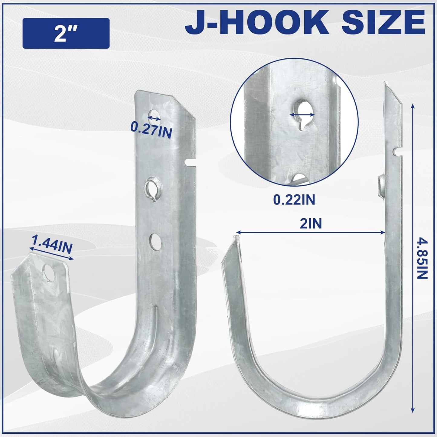 Gisafai 100 Cable Support J Hook, Cable Hooks for Hanging, Heavy Duty Metal Hooks for Wire Management, G60 Galvanized Steel (2 Inch)