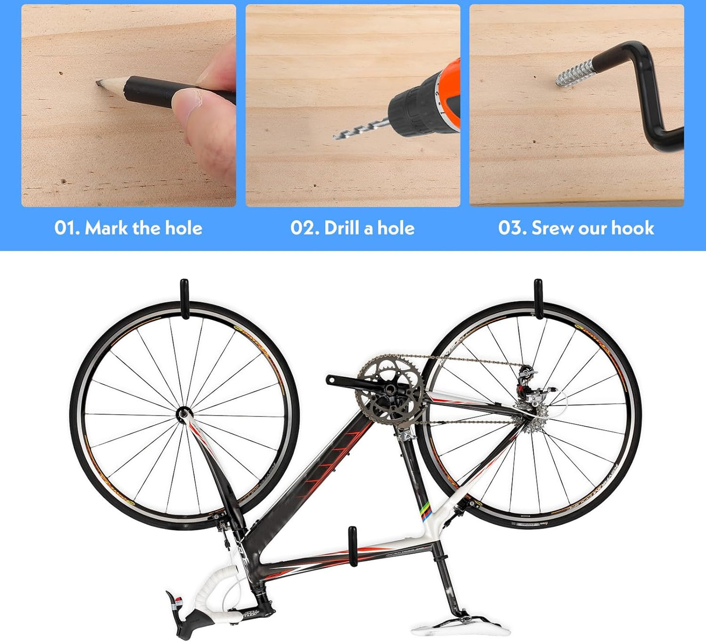 12 Pcs Heavy-Duty Black Ladder Hooks – Iron & PVC Wall Mount Storage Hangers for Bike, Ladder, Chair, Tools (75 lbs Capacity)