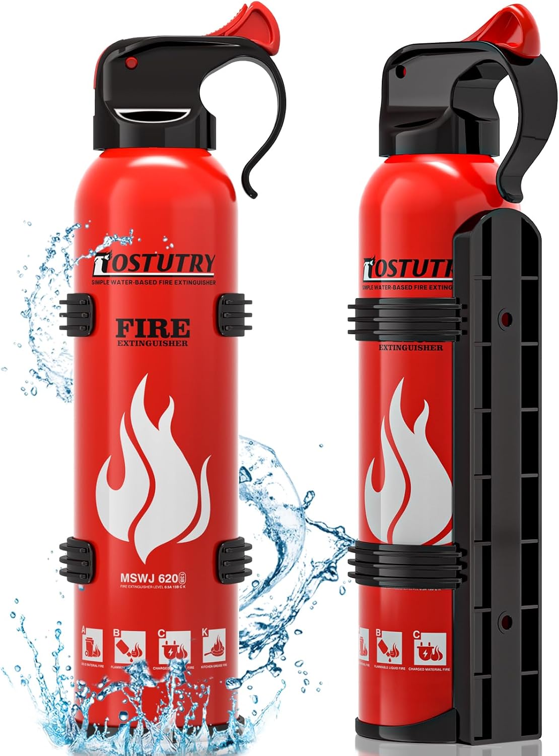 Upgraded 8-IN-1 Fire Extinguisher for Home Vehicle Car Kitchen Boat, Small Fire Extinguishers Spray with Mount for Class A B C K Fire, Portable Non-Toxic Prevent Re-Ignition Easy Clean (2 Pack)