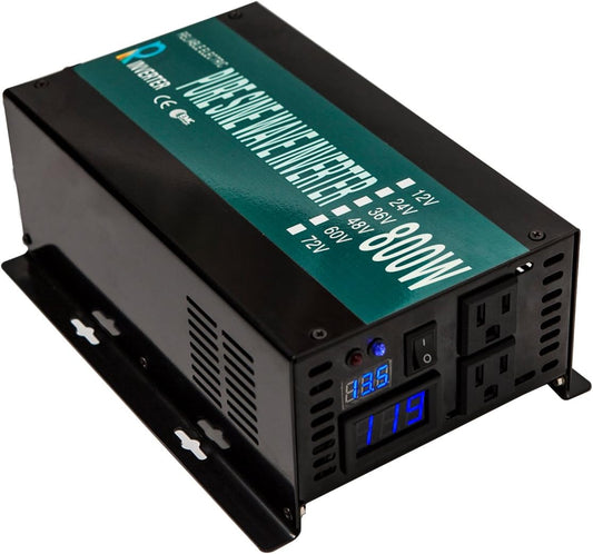 WZRELB Full Power Full Power Endurable Led Display 800W Pure Sine Wave Solar Inverter 12Vdc to 120Vac, (RBP80012B1)