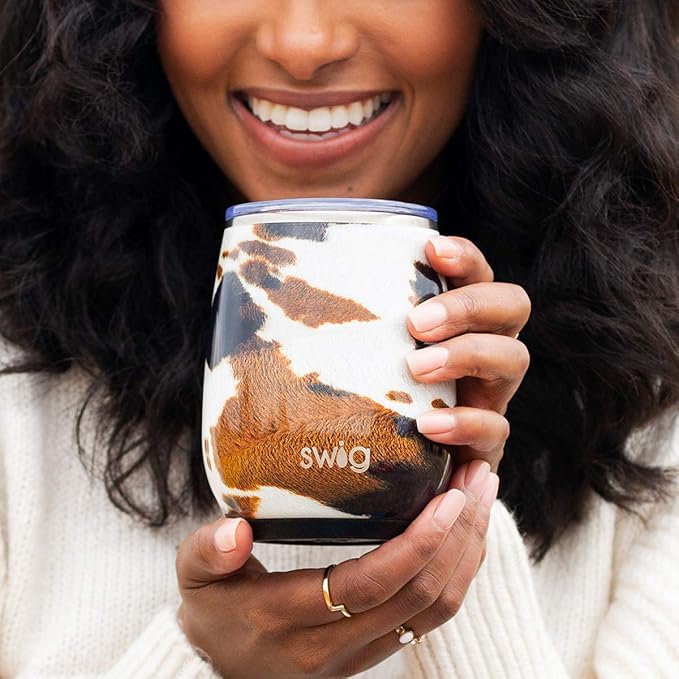 Swig Life 14oz Insulated Wine Tumbler with Lid | 40+ Pattern Options | Dishwasher Safe, Holds 2 Glasses, Stainless Steel Outdoor Wine Glass (Jingle Jungle)