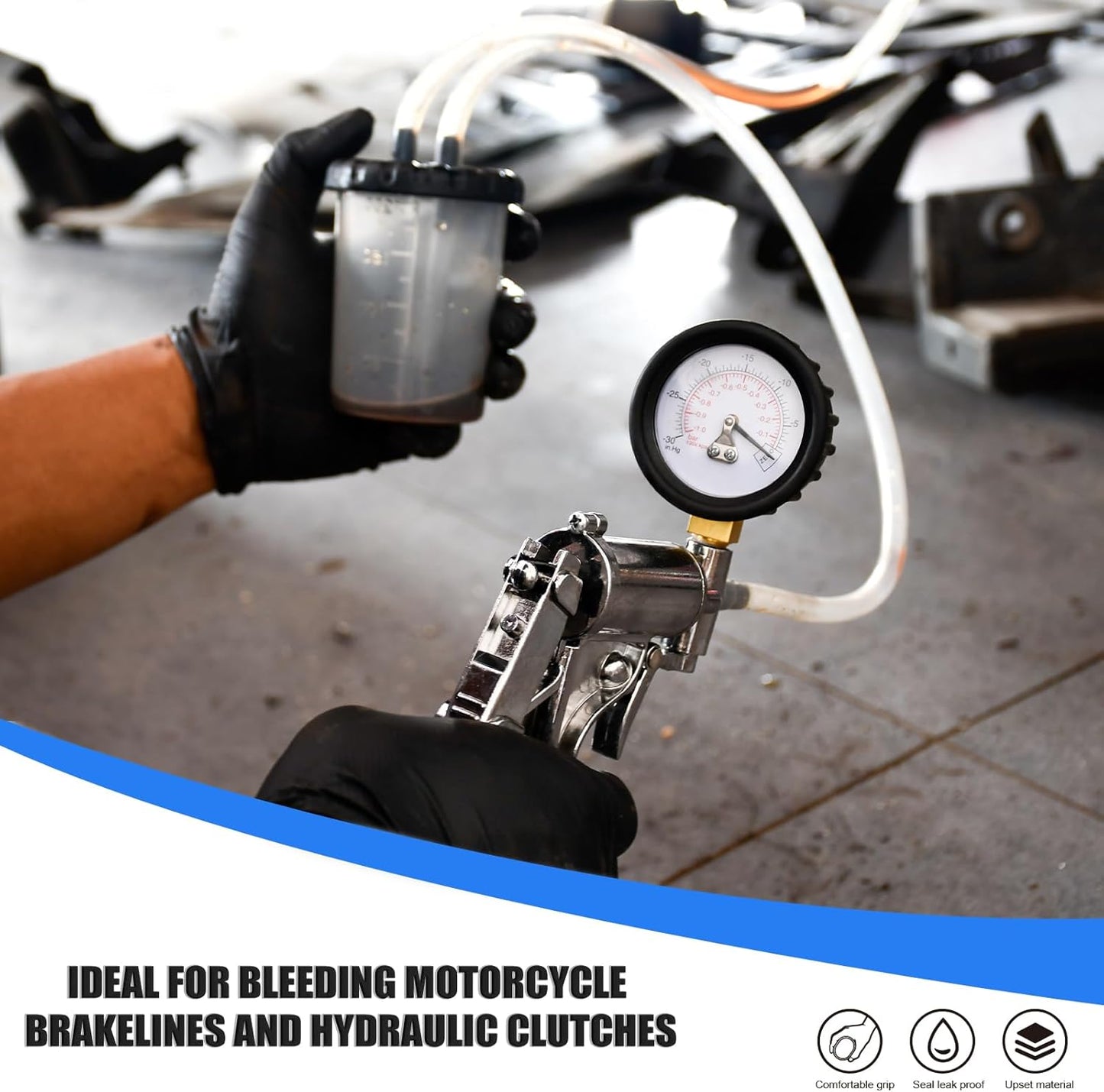 Hand Vacuum Pump Brake Bleeder Kit - Zinc-diecast Metal, Single Person Design for Brake & Clutch Bleeding, Automotive Tuning & Testing